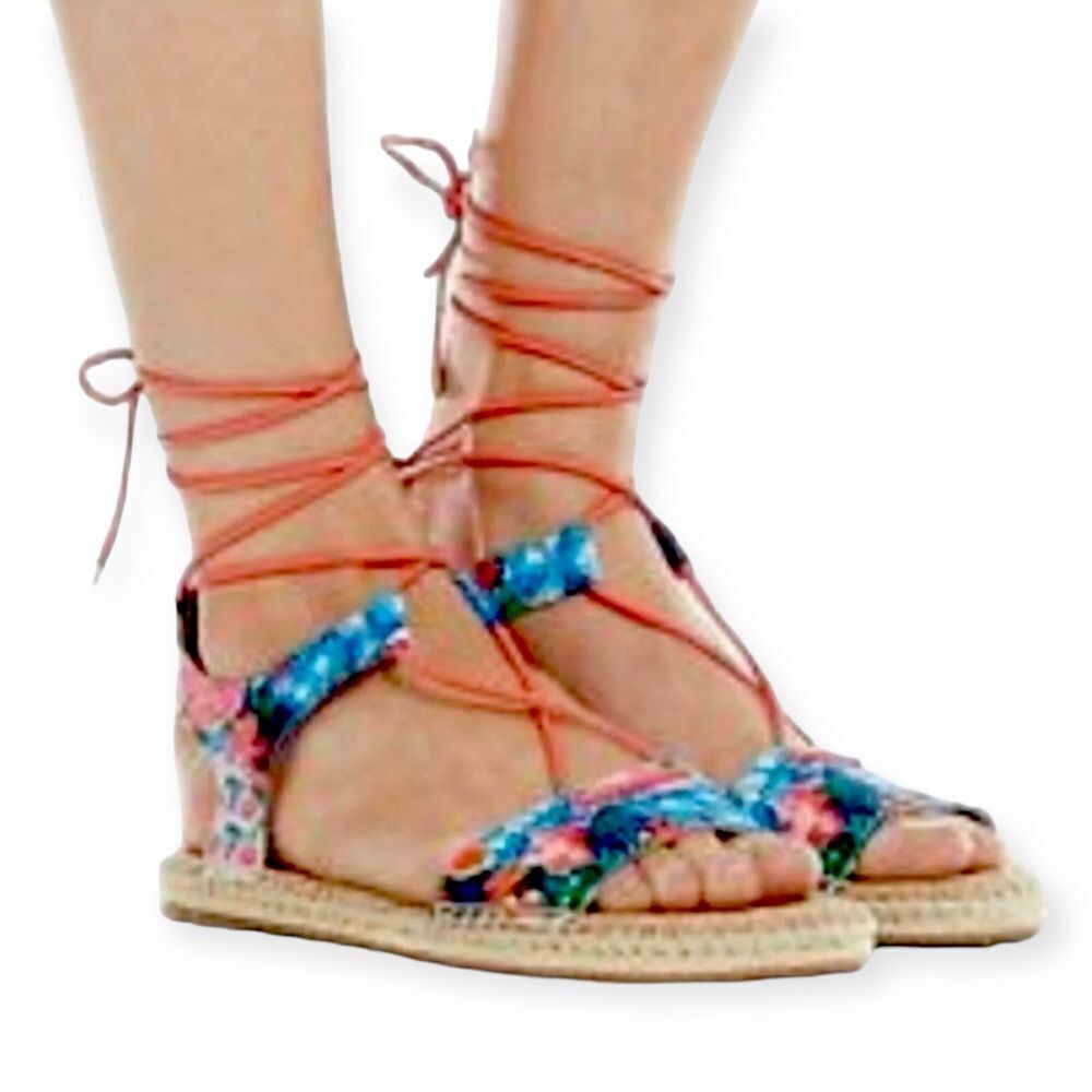 Elegant Tropical Espadrille Open Toe Gladiator Sandals NEW
